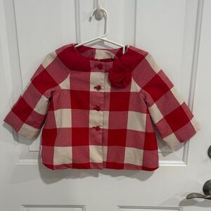 Janie and Jack Red and Cream Plaid Jacket